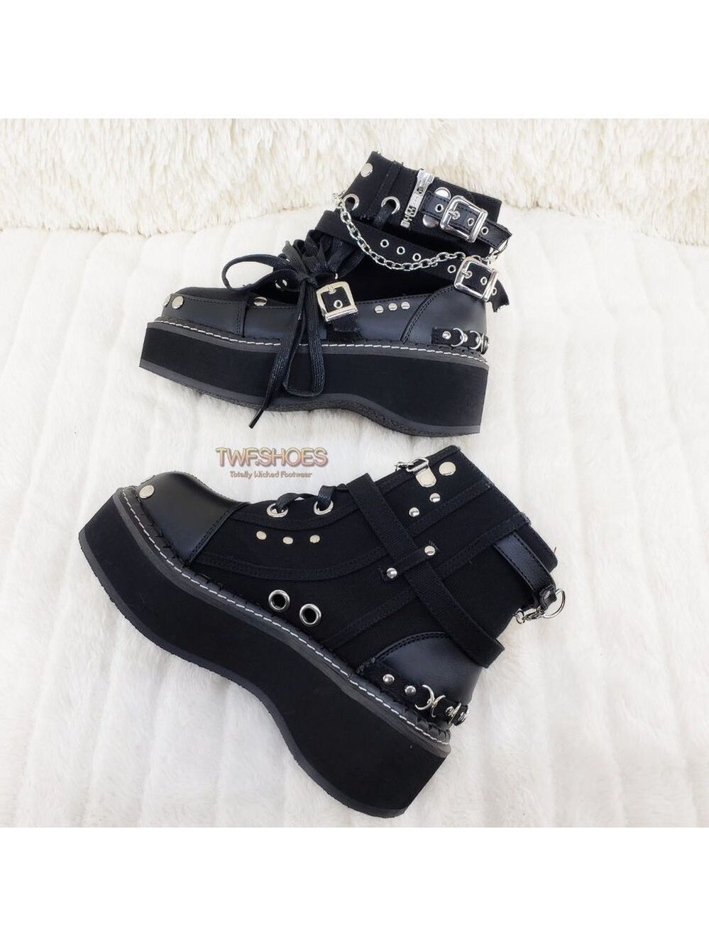 Emily Cut Out Platform Sandal Boots Goth Punk Ankle Boots - Picture 5 of 15